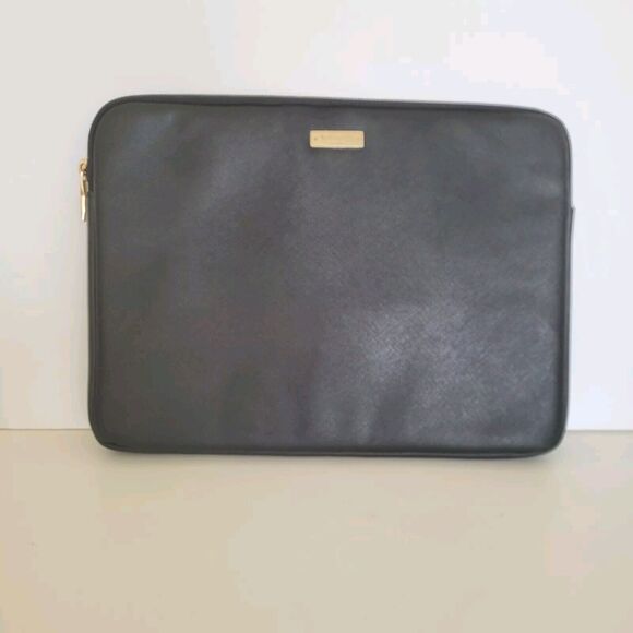 Kate Spade Black Solid Universal Laptop Slim Sleeve Pouch Zip 13" Inch Padded - Picture 1 of 12